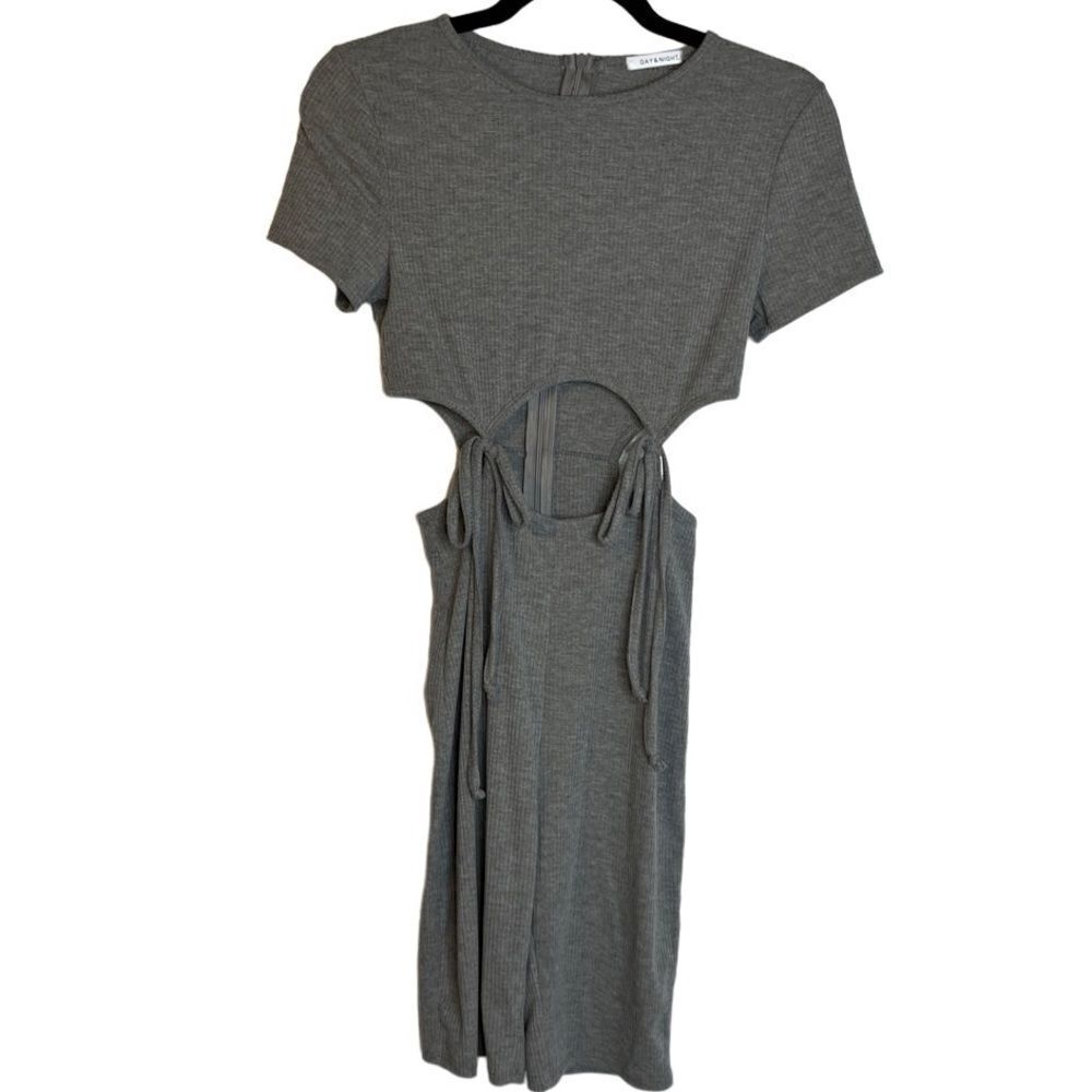 Day and Night ribbed cut out cropped jumpsuit Grey size Medium